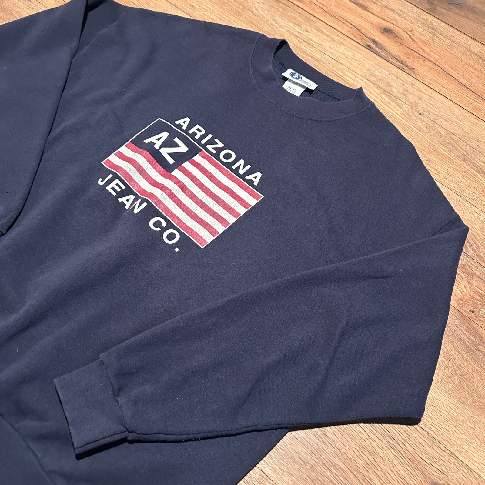Vintage Arizona Jean Co Navy Blue Graphic Sweatshirt Mens Xl Made In Usa